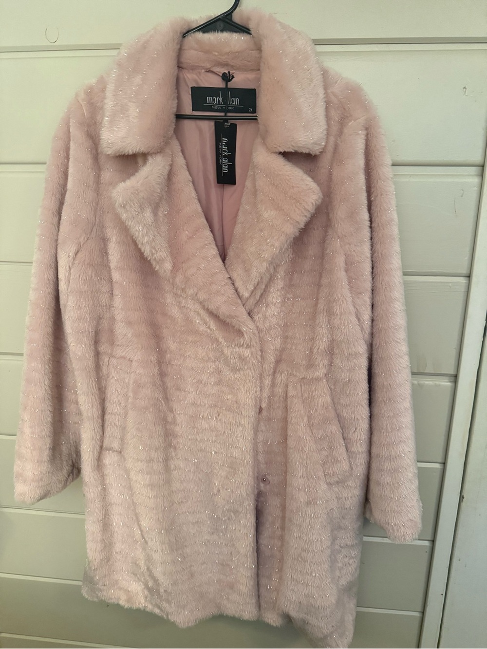 Mark Alan Blush Pink Faux Fur Teddy Coat 2x